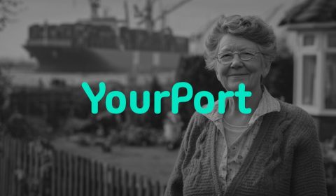 YourPort logo with old lady in the background