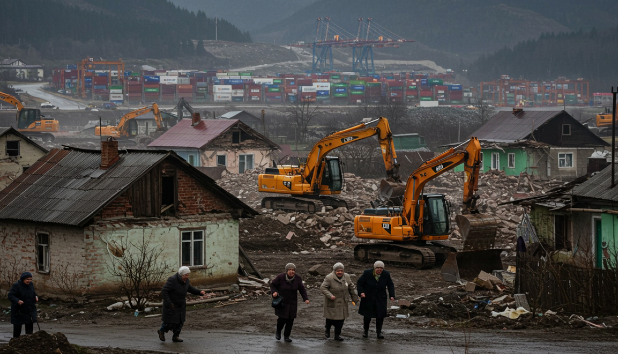 Homes being demolished as old ladies flee for their lives
