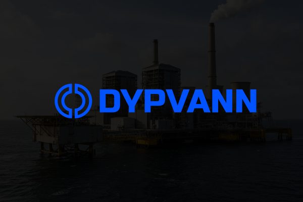 Dypvann logo in blue on dark background