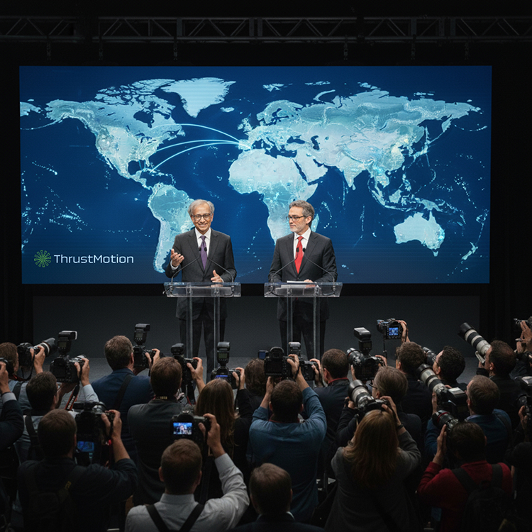 Arjun Sharma speaks with Barry Sunk at a press event