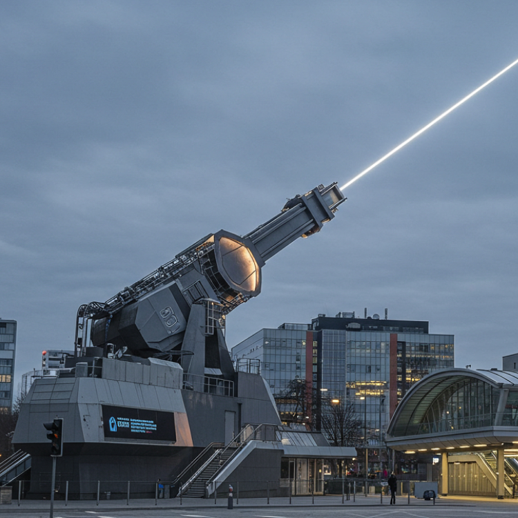 A railgun from the IRN firing a customer into low earth orbit